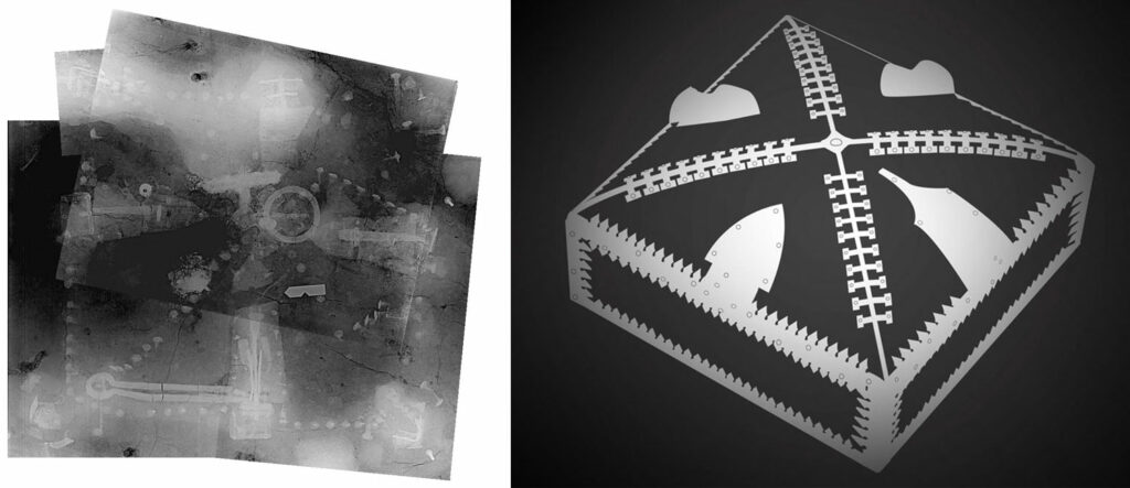 X-ray (left) and reconstruction (right) of box