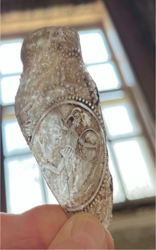 Glass sherd with a depiction of the Roman goddess Minerva
