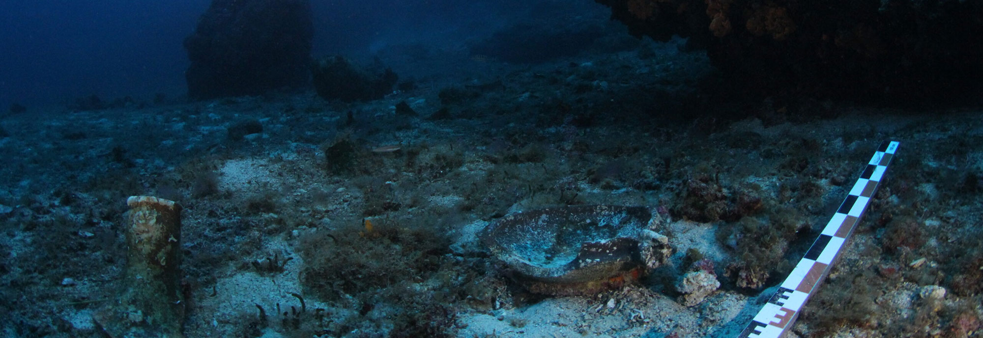 Antikythera wreck artifacts on the seafloor