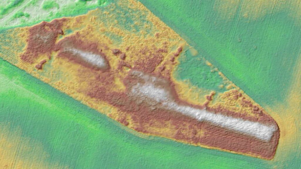 Digital terrain model showing earthen tombs in Chlapowski Landscape Park, Wyskoc, Poland