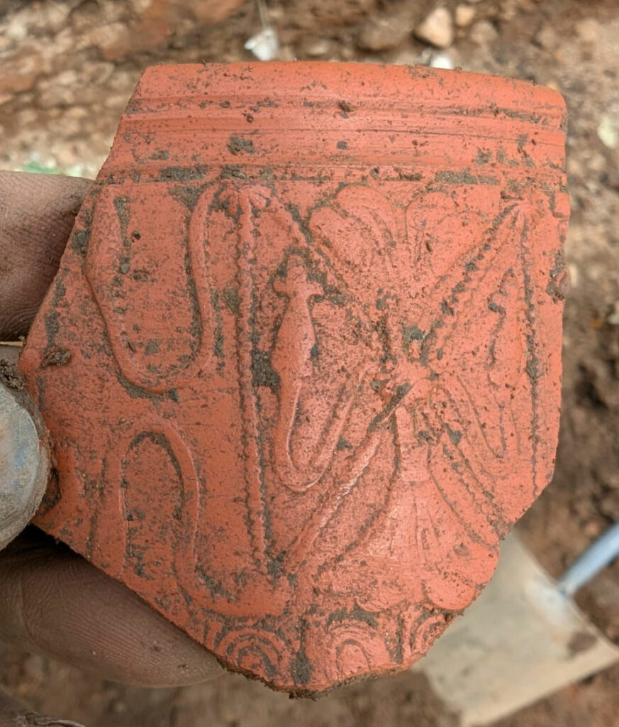 Fragment of decorated Samian ware recovered during excavations