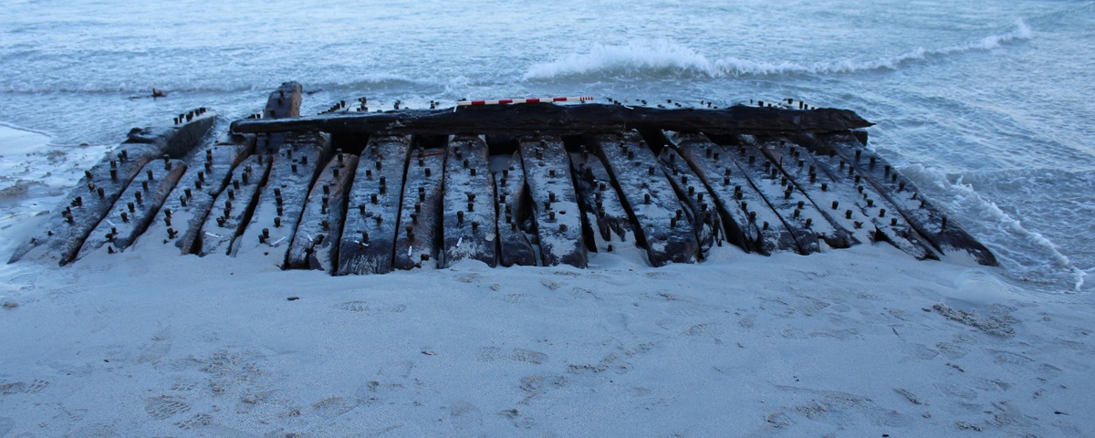 Remnants of shipwreck, Sanday, Scotland