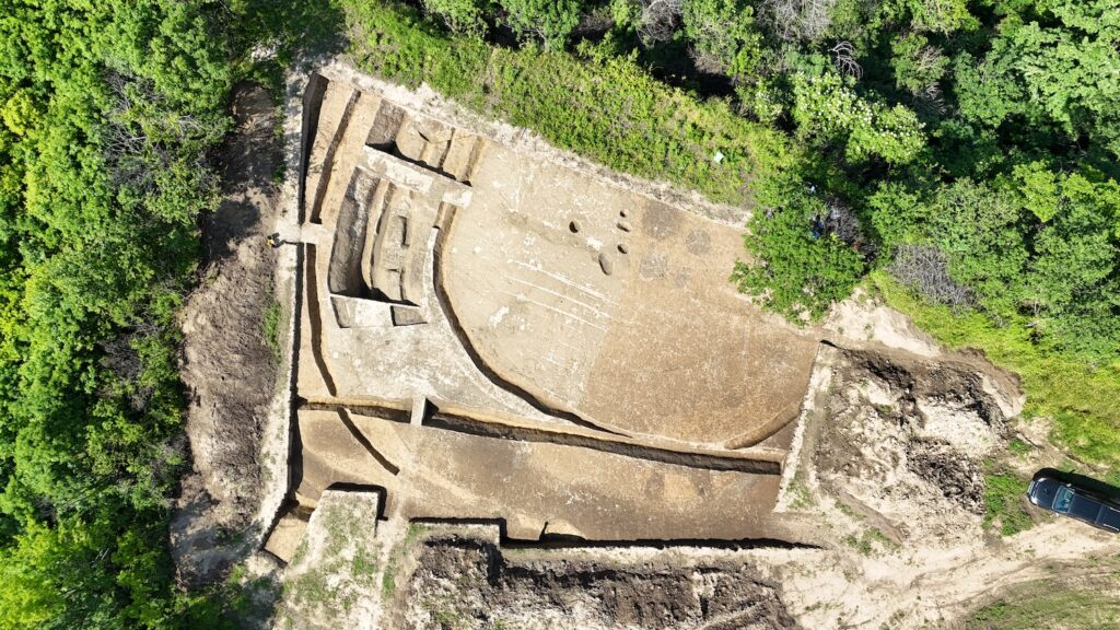 Roman watchtower in Mohovo, Croatia, with visible ditch fills (fossae), during excavation