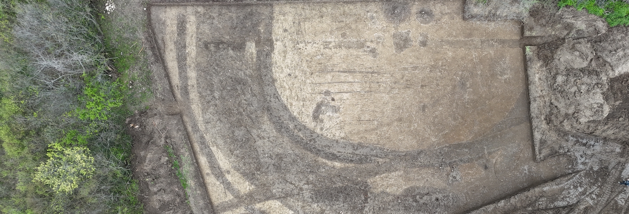 Roman watchtower in Mohovo, Croatia, with visible ditch fills (fossae), at the beginning of the excavation