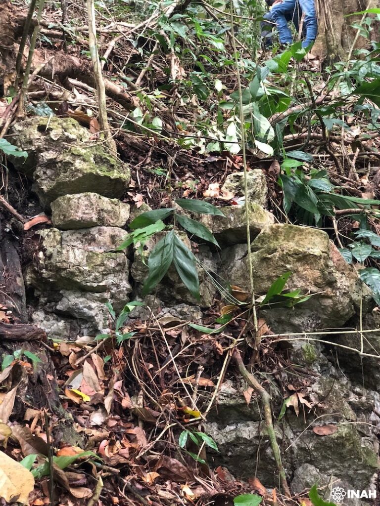Stone construction at the possible site of Sak-Bahlán, Chiapas, Mexico