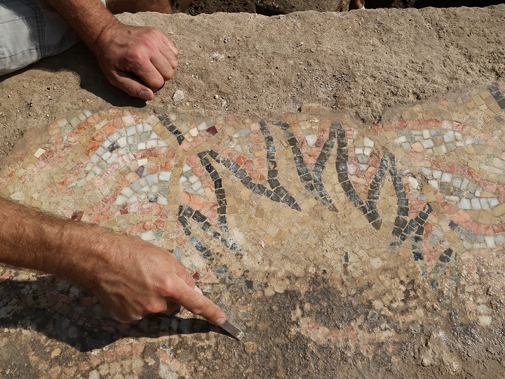 Detail of mosaic floor section, La Alcudia, Spain