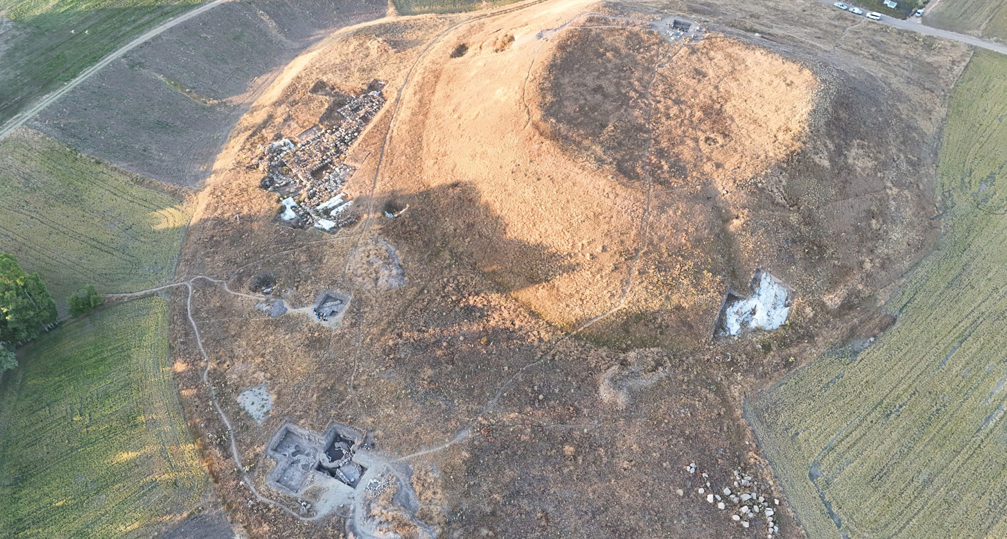 Aerial view of excavated areas at Usaklı Hoyuk, Turkey