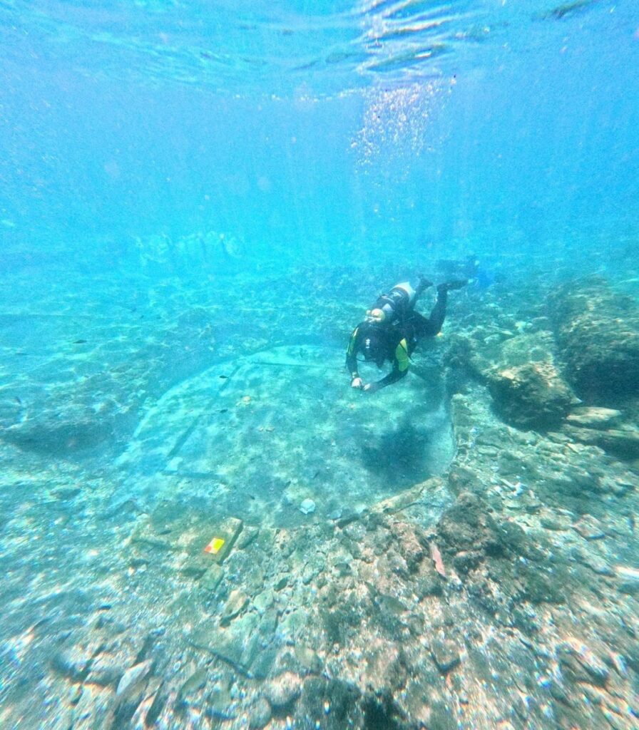 A diver documents submerged traces of a villa in Baiae, Italy.