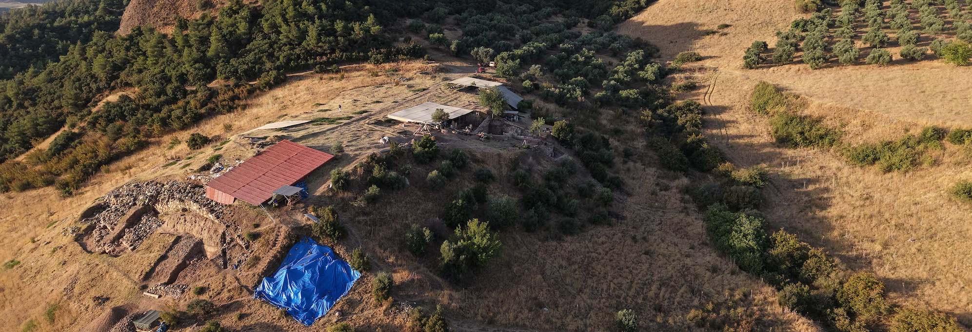 Aerial view of excavations at Sardis, Turkey