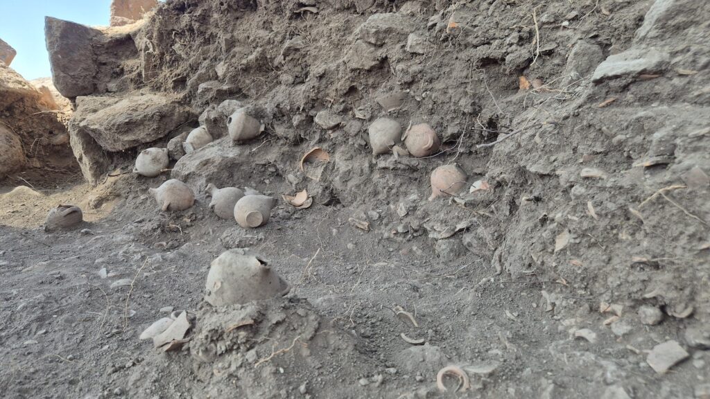 Miniature water jugs in situ, Aigai, Turkey