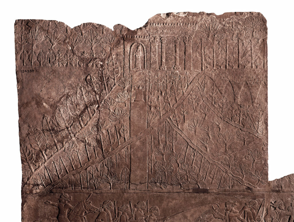 Relief from Ashurbanipal's palace depicting a garden at Nineveh
