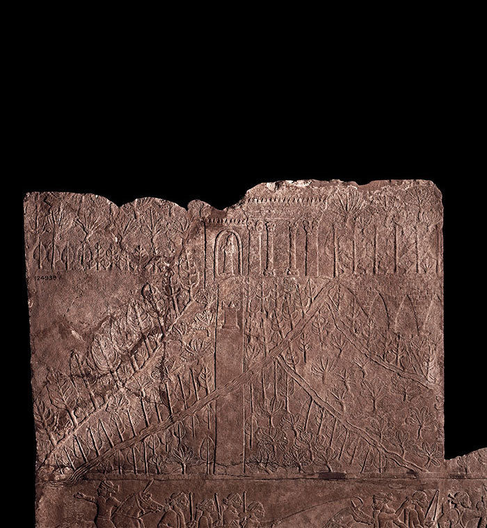 Relief from Ashurbanipal's palace depicting a garden at Nineveh
