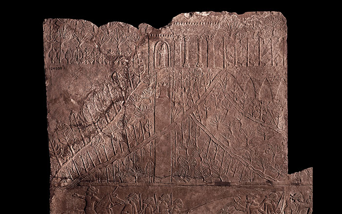 Relief from Ashurbanipal's palace depicting a garden at Nineveh
