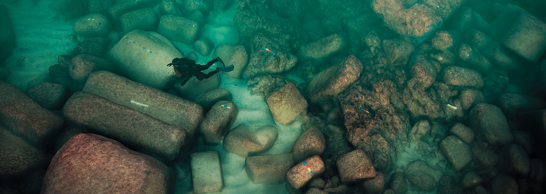 Submerged blocks of the Lighthouse, Alexandria, Egypt