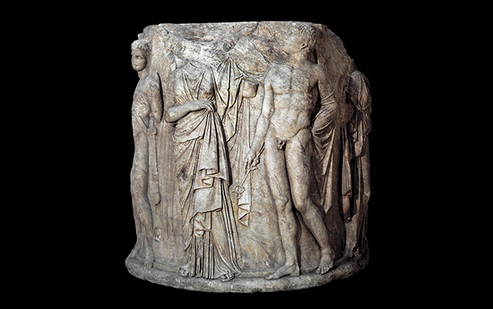 Decorated marble column base from the Temple of Artemis at Ephesus