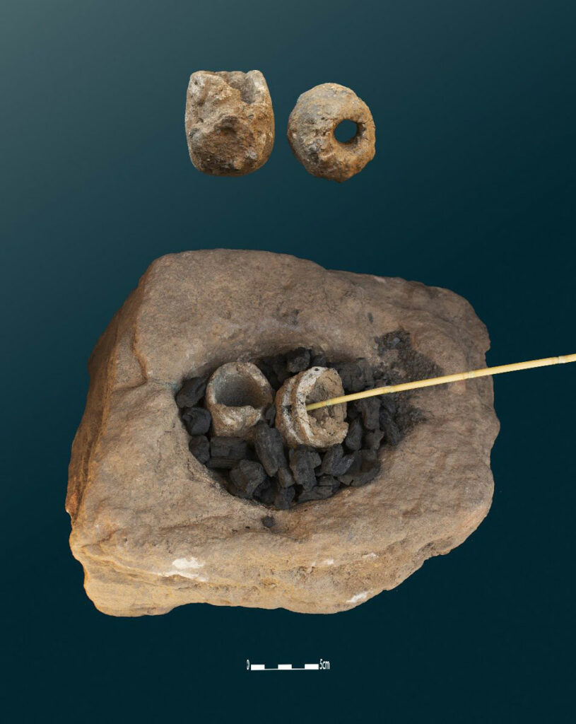 Clay tuyere heads and crucible