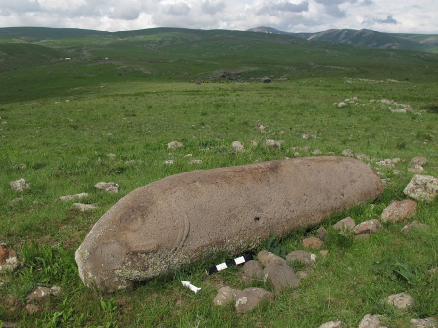 Vishap lying on ground at the site of Vanstan 2, Armenia