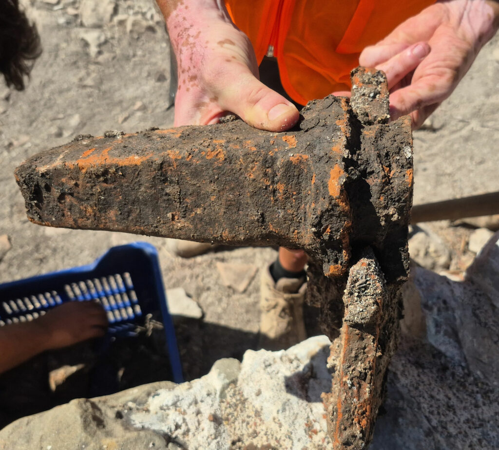 Baked clay nail recovered from the bathhouse's wall heating system