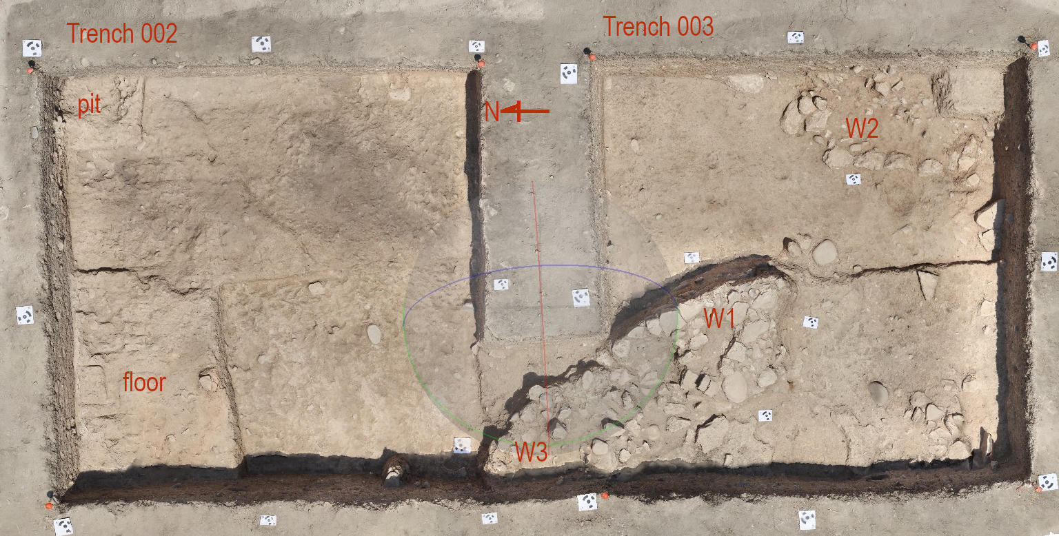 Aerial view of excavation of the settlement of Erimi Pamboula, Cyprus