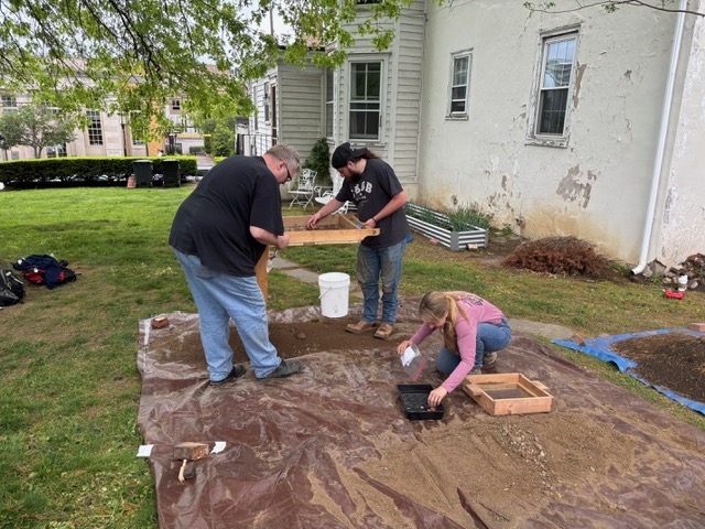 Excavation of the foundation of an eighteenth-century building in Newtown, Pennsylvania