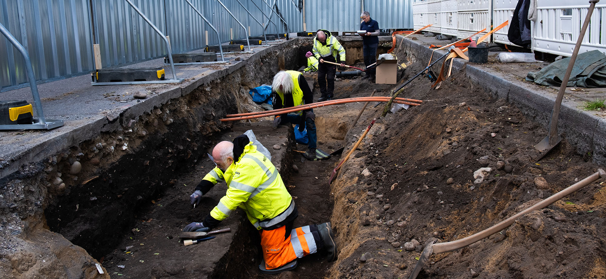 Excavation of cemetery associated with the former St. Oluf's Church, Aarhus, Denmark