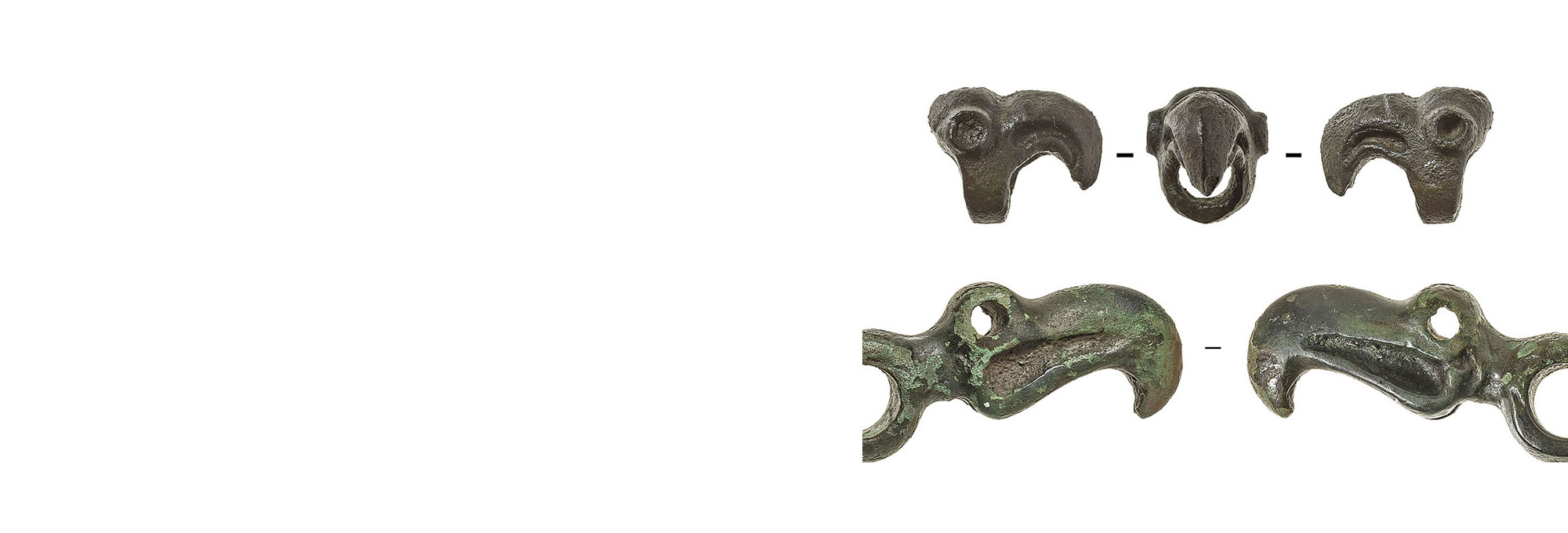 Bronze bird head artifacts