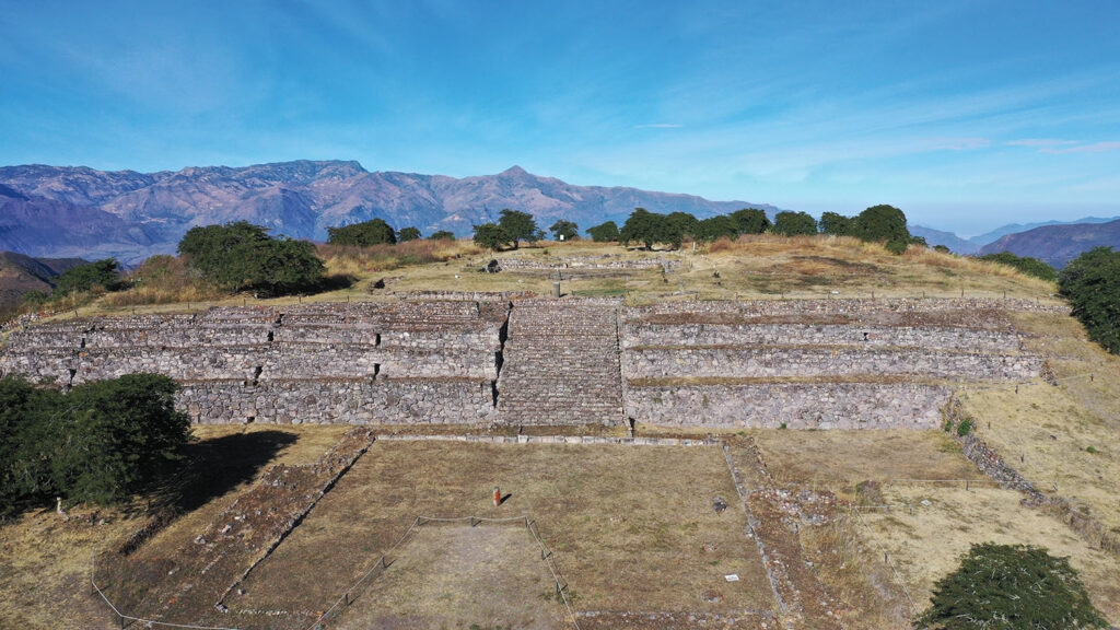 A platform rises above the site of Kuntur Wasi.