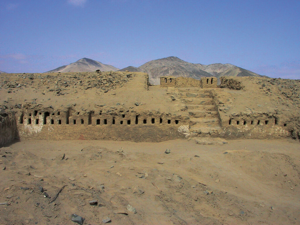 A frieze at the site of Huambacho, Peru
