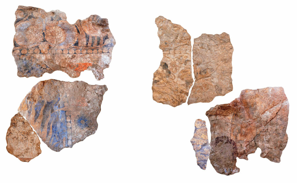 Fragments of mural depicting fire-worship scene