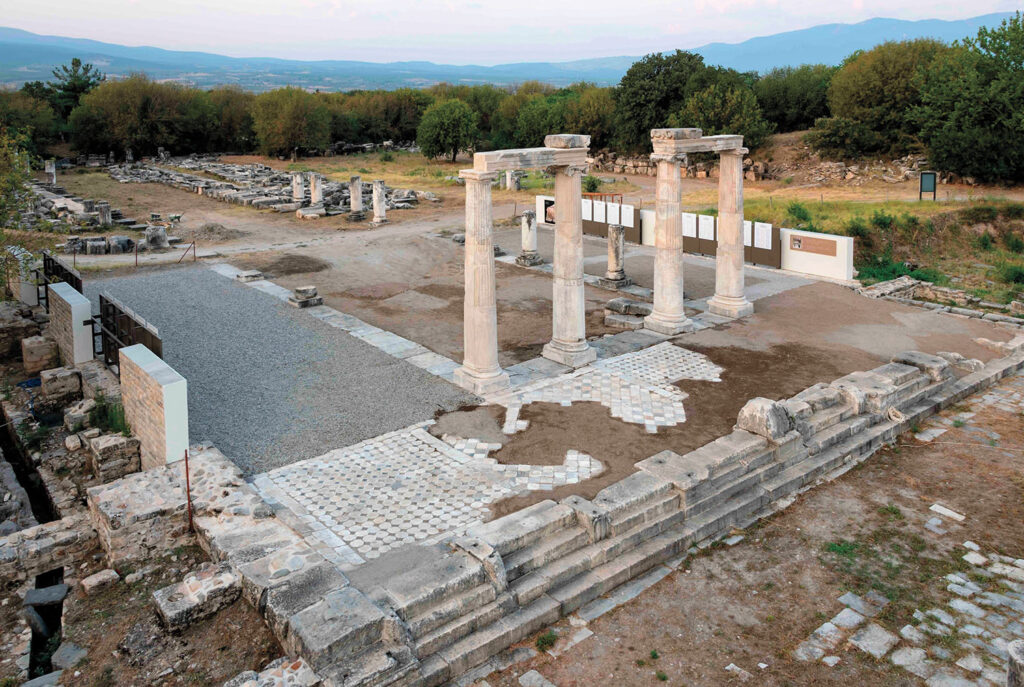 Four restored columns from the Civil Basilica at Aphrodisias