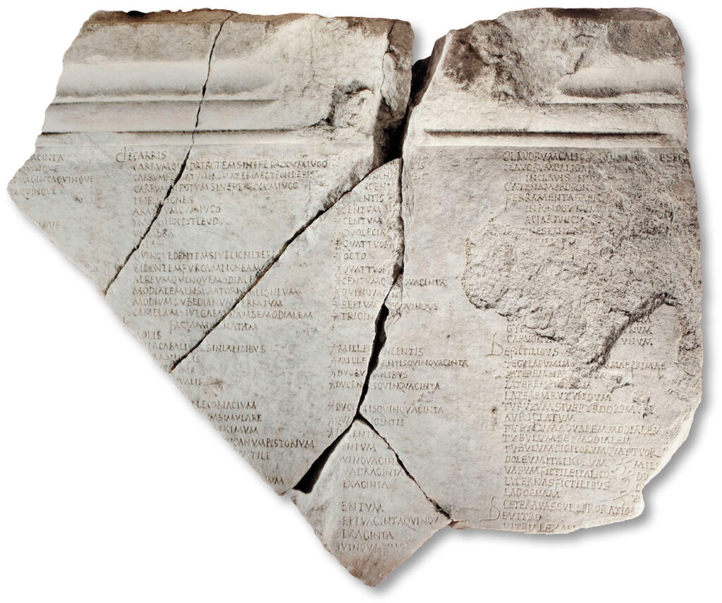 Five fragments of the Prices Edict were rejoined thanks in part to the presence of decorative architectural molding.