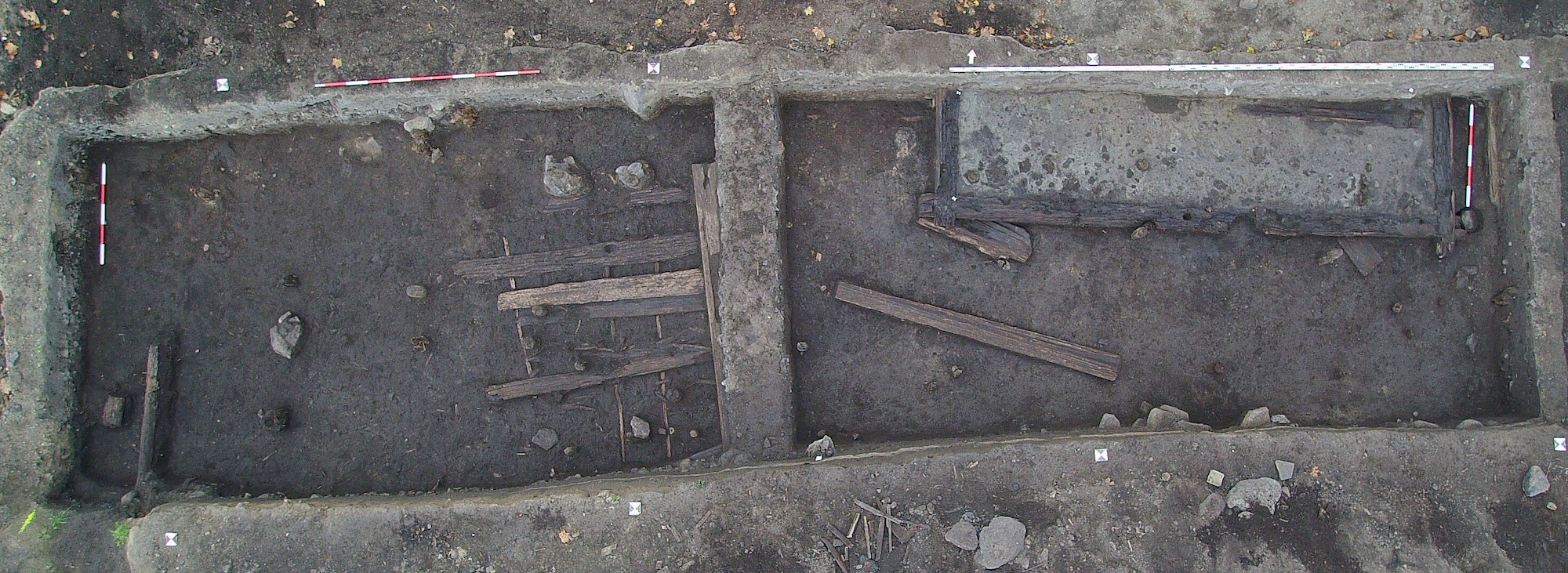 Excavation of medieval courtyard, Třebíč, Czech Republic