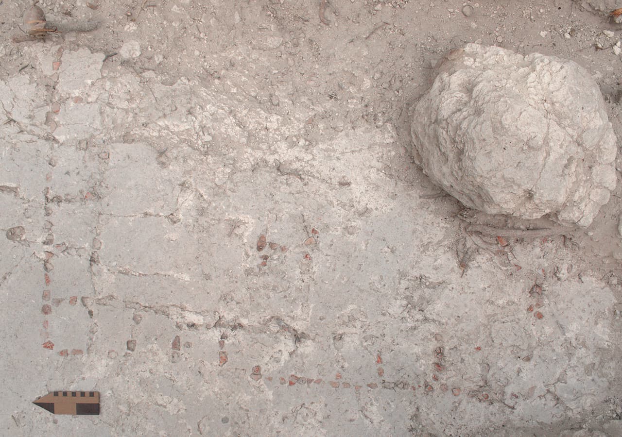 Patolli game board, Naachtun, Guatemala