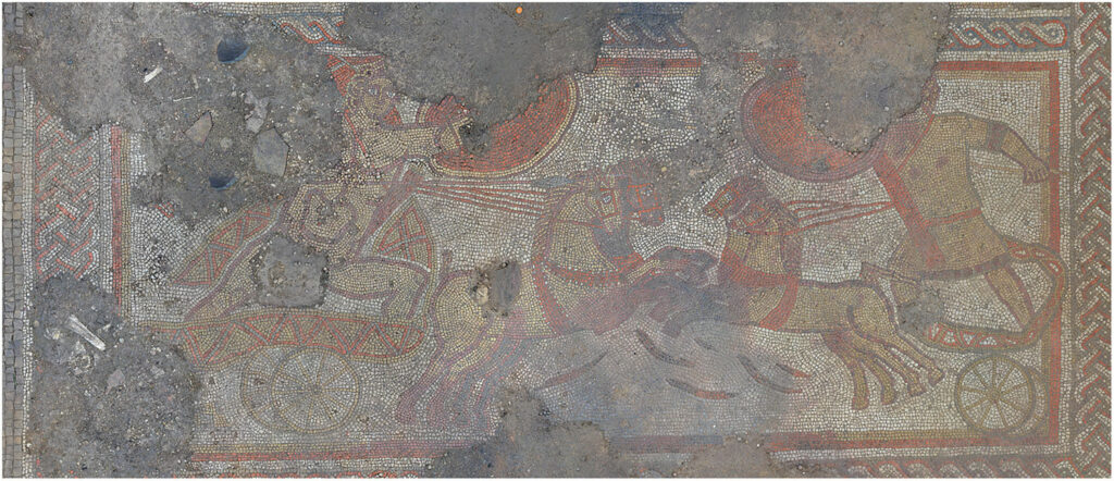 Panel of the Ketton Mosaic depicting the duel between Achilles and Hector