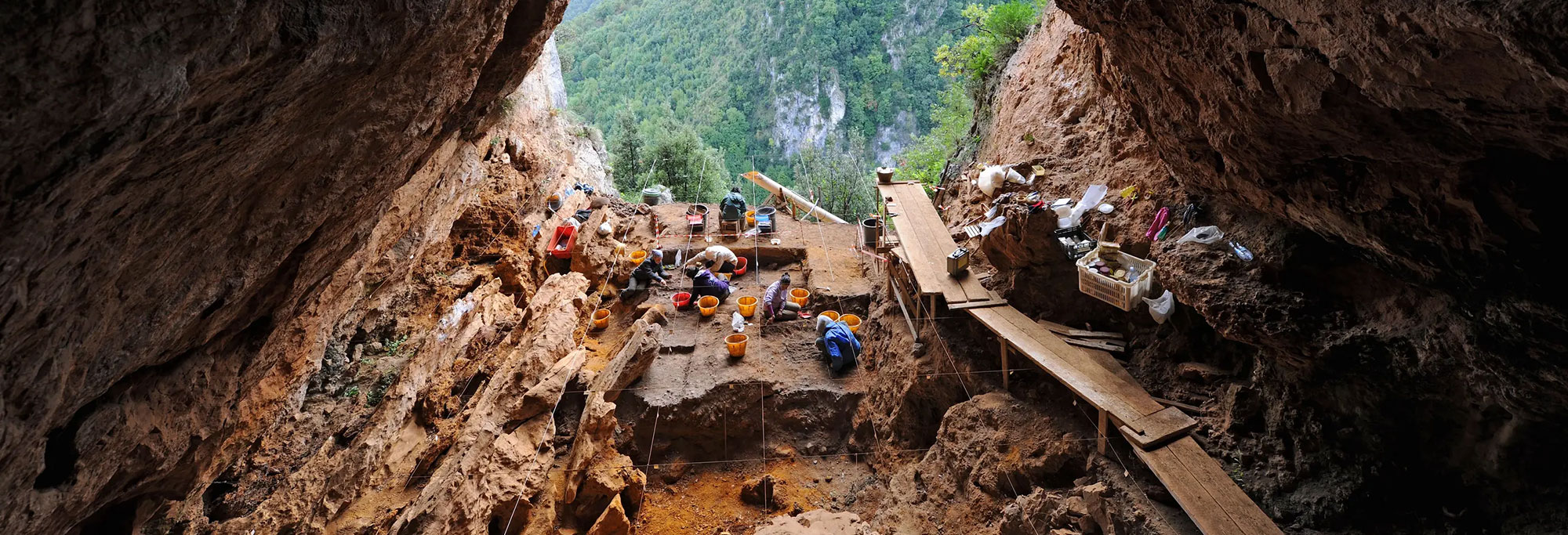 Excavation of the entrance of Grotta della Monaca, Italy