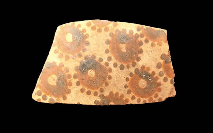 Potsherd with plant decorations