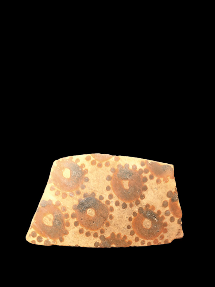 Potsherd with plant decorations