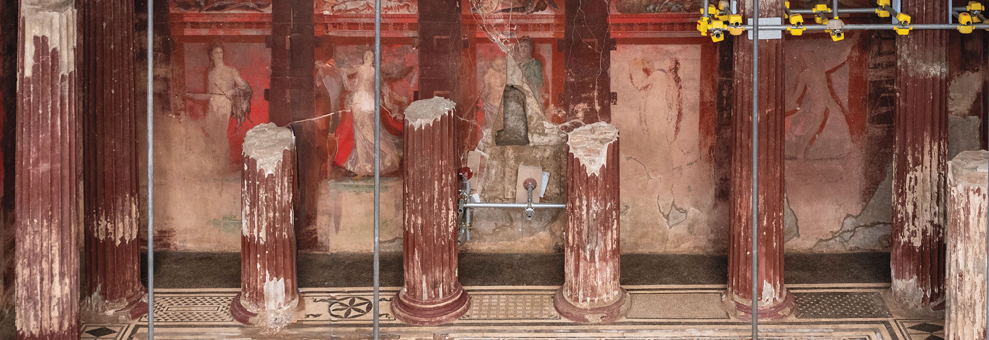 Frescoed dining room in the House of the Thiasus, Pompeii, Italy