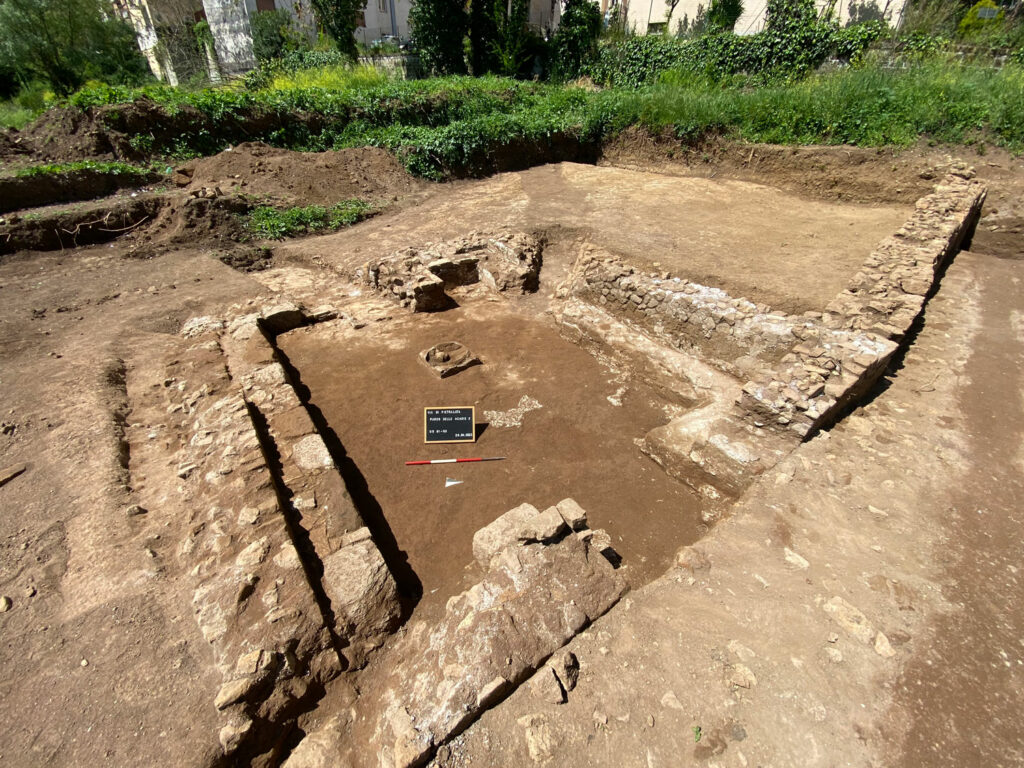 Excavated shrine in the Parco delle Acacie, Rome, Italy