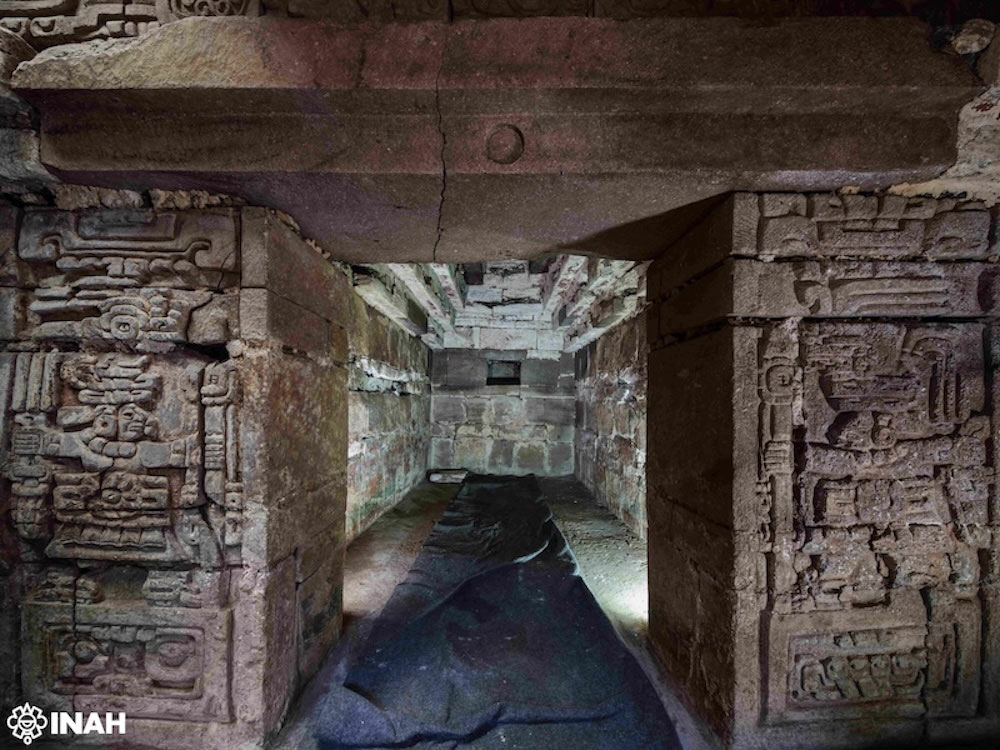 Interior of Zapotec tomb, Oaxaca, Mexico