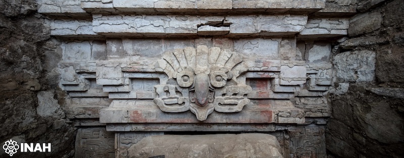 A relief of an owl is situated above the entrance to the Zapotec tomb in Oaxaca, Mexico.