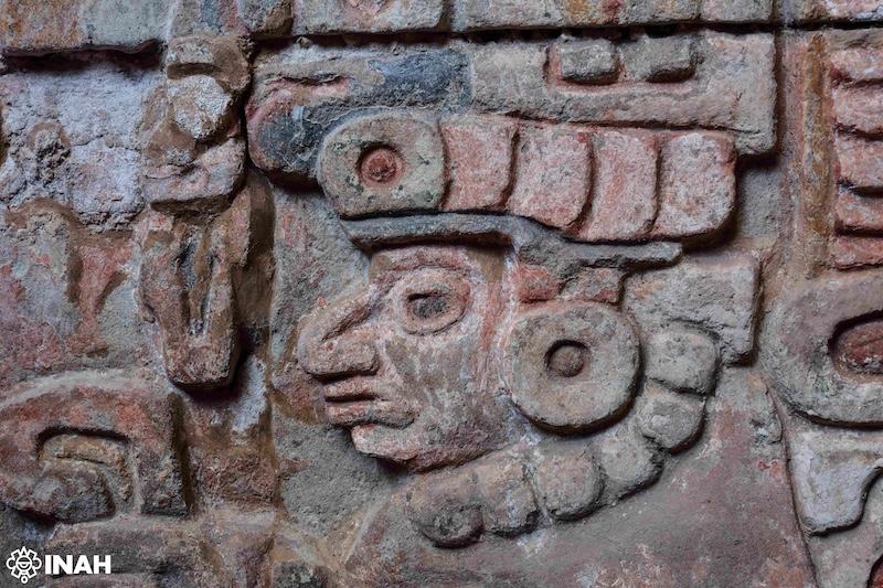 Painted Zapotec tomb relief depicting a man, Oaxaca, Mexico