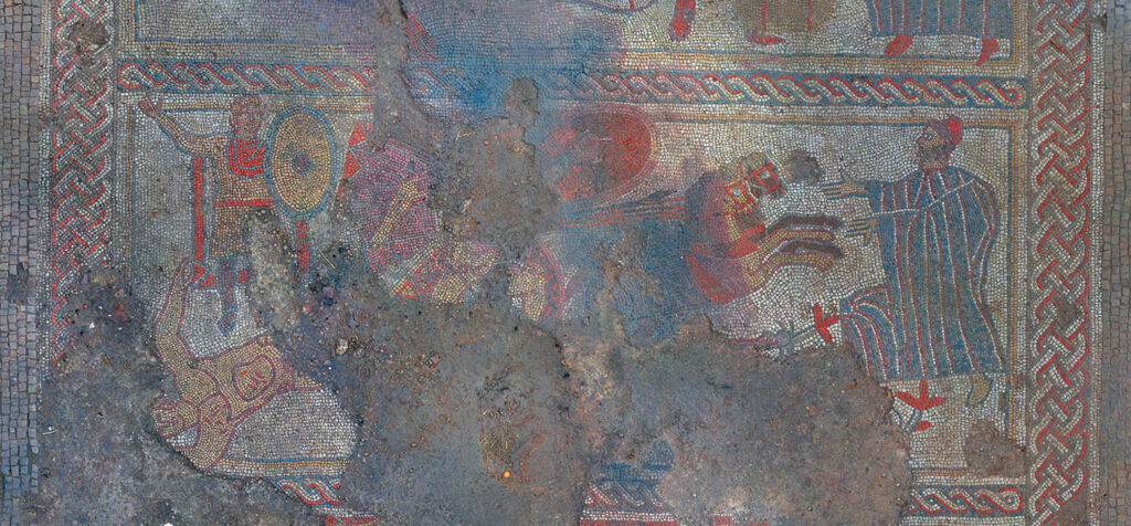 Achilles dragging Hector&rsquo;s body in Ketton Mosaic