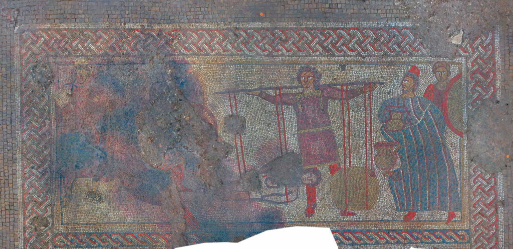 Priam ransoming Hector&rsquo;s corpse in Ketton Mosaic