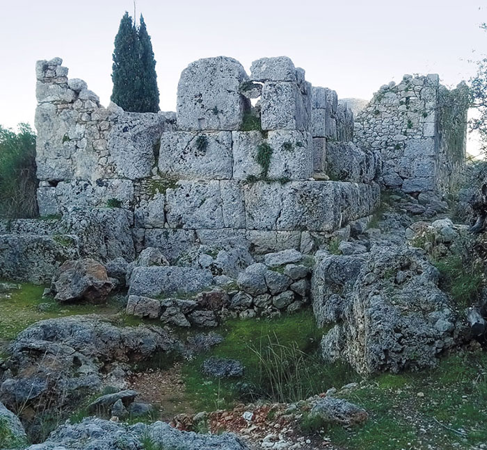 Ruins of tower, School of Homer, Ithaca, Greece