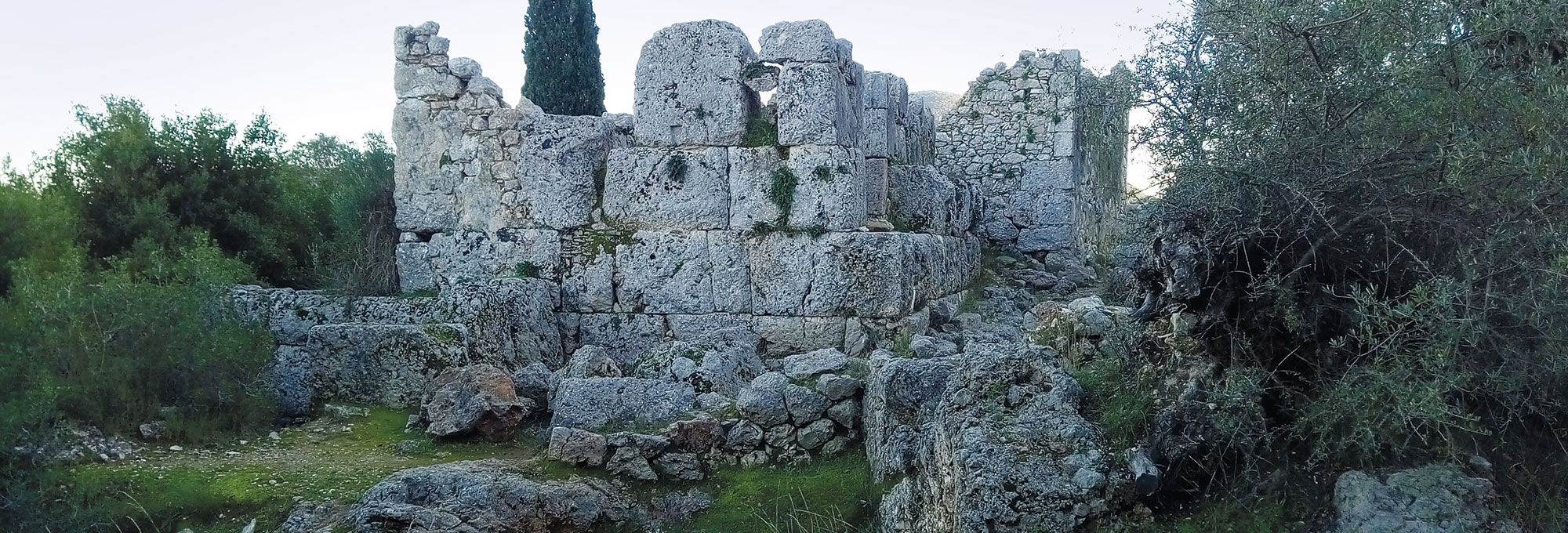 Ruins of tower, School of Homer, Ithaca, Greece