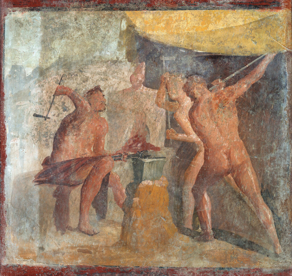 Painting of Hephaestus in his workshop