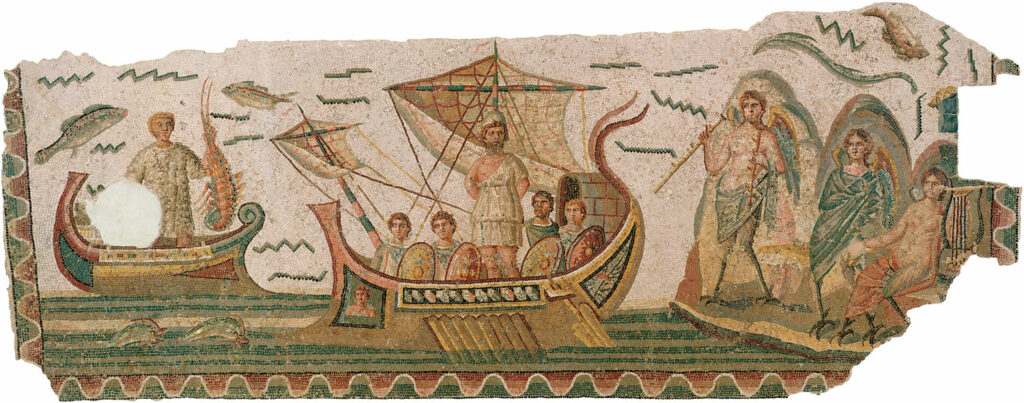 Roman mosaic showing Odysseus and the Sirens