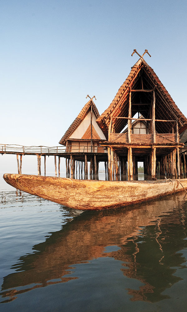 Modern replicas of Bronze Age houses in Lake Constance
