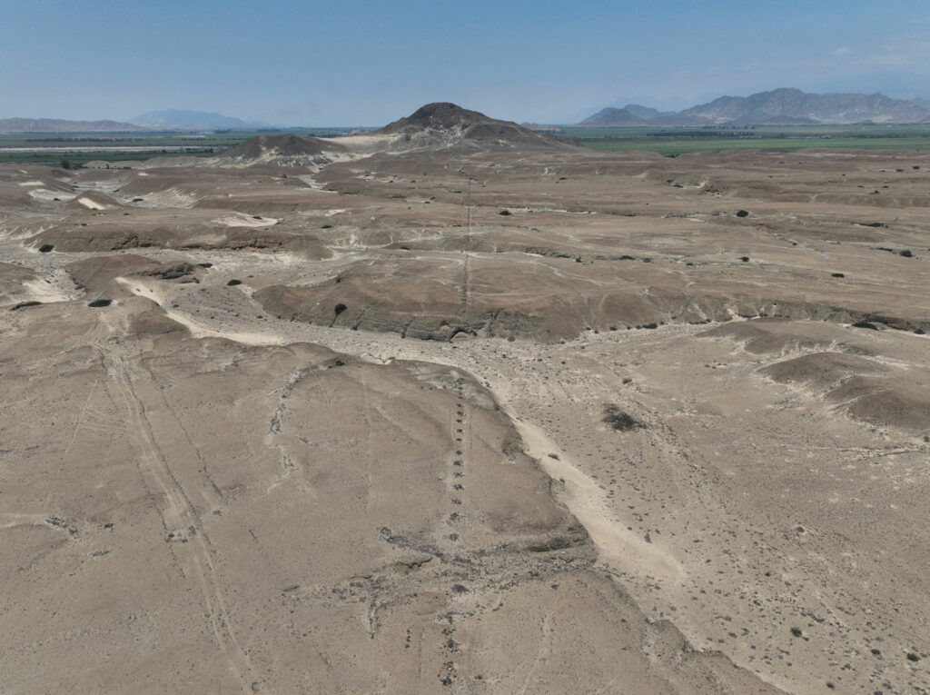 Straight line geoglyph in the Chicama Valley, Peru